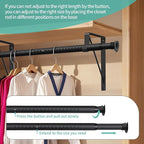 1.3 Inches Closet Rod, 17 to 87 Inch Clothes Rods Heavy Duty Closet Pole for Hanging Clothes and Clothes Poles Bracket Closet Rod Support (The Shelf NOT Included) (Black)
