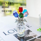 H&D HYALINE & DORA Colorful Crystal Rose Figurine - Rose Flower Gifts for Women - Wedding Party Collectible Figurines - Gift Box Included