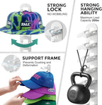 Hat Hook for Wall, 2 Pack Hat Organizer Hold up to 20 Hats,Hat Holder with Strong Adhesive and 8 Pack Screws, Cap Holder Hat Hangers for Wall Closet Door and Bedroom(B-white)