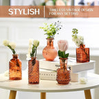 Mini Bud Vases Centerpieces for Tables, for Flowers,Small Flower Vases Suitable for Birthday Party,Anniversary,Wedding Reception,Baby Shower (Amber, 12PCS)
