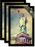 100% Solid Wood 8x11 Picture Frame Set of 3, Black Frame for 8 x 11 Inch Picture Poster Photo, Light Weight 8 by 11 HQ Matte Black Frame for Wall - 3 Pack/Black/8"x11"