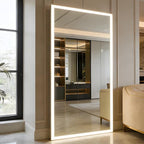 Full Length Mirror with Lights, 71"x32" Full Body Mirror with Light, Lighted Floor Mirror, LED Full Length Mirrors Wall Mounted Dimming & 3 Color Lighting for Bedroom, White