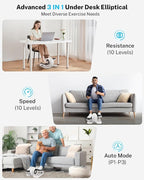 Gonex Under Desk Elliptical Exercise Machine Electric Sitting Seated Leg Pedal Exerciser with Resistance for Seniors Elderly Home 3 in 1 Mini Equipment with Remote 10 Manual Resistance 10 Auto Speeds