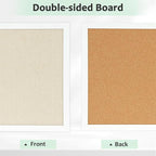DOLLAR BOSS Cork Board Bulletin Board with Linen Double-Sided 24" x 18" Linen Corkboards for Walls Picture Display Vision Board for Office Home School Framed Picture Pin Board, 20 Pushpins 10 Clips
