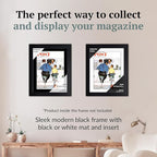 Creative Picture Frames 10.75 x 13.75 Magazine Frame with Full-Strength Glass, Holds Up To A 1/4" Thick Media with Installed Hangers for Easy Mounting, 12x15 Black Frame with Black Mat