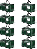 CONGREGATE 8-Pack Heavy Duty Dark Green Moving Bags with Zippers and Handles, Heavy Duty Storage Handbags for Space Saving, Made of PE, 97 Liters/25.6 Gallons (28.7 inches x 13.7 inches x 15 inches)