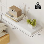 Fixwal White Shelves, 15.7in Floating Shelves, Farmhouse Shelf Wall Decor for Bathroom, Bedroom, Living and Kitchen Set of 6