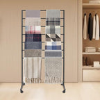 7-Tier Movable Scarf Organizer Holder Accessory Display Stand, Freestanding Metal Organizer Rack for Retail Stores, Towel, Belts, Ties, and Pants