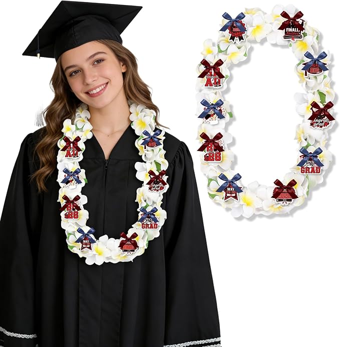 Leis for Graduation 2026, Artificial Flower Wreath with Cards Graduation Lays Gifts, Congrats Grad for High School