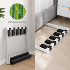Luggage Rack, Folding Luggage Rack for Guest Room, White Bamboo Suitcase Stand Holds up to 131 lb, Luggage Stand with Storage Shelf for Hotel, Bedroom (1 Pack)