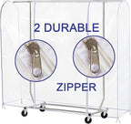 Ruibo Clear Garment Rack Cover for Clothes Rack Cover with 2 Durable Zipper/Clothing Waterproof, Dustproof Protector (S:47.2x20x60 inch)