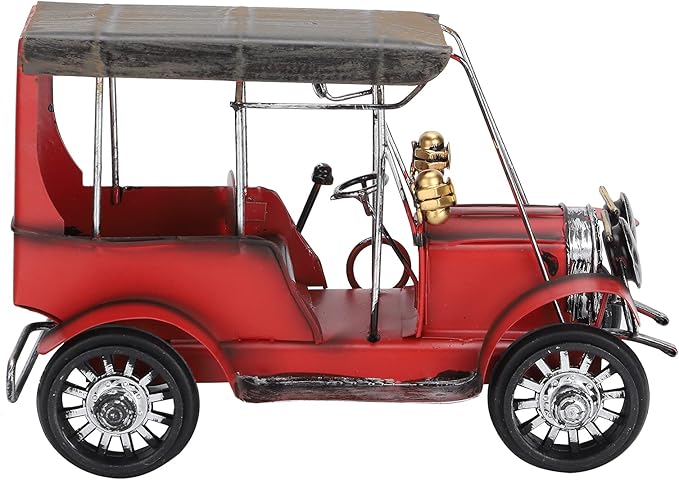 Antique Car Model Metal Vintage Retro Car Toys, Iron Craft Desktop Ornament with Warm Finish, Decorative Accessory for Home Office Bar and Car Enthusiast Collection