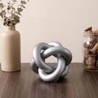 Yalikop 3 Link Wood Knot Decor Rustic Home Décor Accents Hand Carved Coffee Table Decoration, Boho Chain Link Decoration, Modern Shelf, Rustic Objects for Home Living Room Bedroom (Silver)