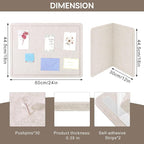 Thboxes Bulletin Board, 24" x 18" Foldable Cork Board Felt Pin Boards with 30 Pushpins Self-Adhesive Photo Decorative Felt Boards for Walls, Office, School, Classroom, Home, Bedroom - Oatmeal