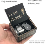 Pursuestar Wind Up Music Box -La Vie En Rose, Vintage Engraved Wood Mechanism Musical Gifts for Mother's Day Valentine's Day Anniversary Birthday Christmas Thanksgiving