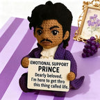 Handmade Crochet Prince Doll, Emotional Support Prince for Music Lovers, Positive Affirmation Desk Companion, Unique Commemorative Gift for Adults (Style A)