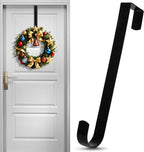 12 in Wreath Hanger for Front Door Black Wreath Hangers Over The Door Hanger Hook Wreaths Holder Christmas Halloween Fall Hanging Wreaths Outdoor Decorations Wide