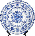 Blue White Flowers Bone China Decorative Plate –ceramic Art Plate With Display Stand For Home, Kitchen, Wall Or Table Decor