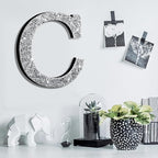Qunclay 12'' Silver Crystal Diamond Bling Letters Crushed Diamond Decoration Wooden Glitter Letter with Screw and Hooks Rhinestone Gift for Wedding Y2k Mcbling Bedroom Wall Decor (Letter C)