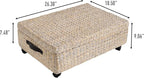 happimess BSK1006D Chett 26.38" Minimalist Hand-Woven Hyacinth/Wood Underbed Storage Bin with Wheels and Handles, White Wash/Dark Brown for Storage and Decoration in Bathroom, Bedroom, Living Room