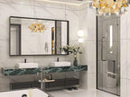 Keonjinn 60 x 36 Inch Black Bathroom Mirrors for Over Sink, Large Metal Framed Rectangle Vanity Mirror for Wall, Matte Black, Square Corner, Oversized, Sturdy & Solid(Horizontal/Vertical)