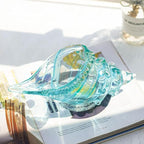 QFkris 9.9" Hand Blown Glass Conch Seashell Figurine Home Decor Art Glass Sea Shell Sculpture