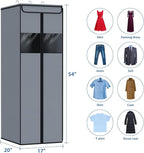 Zilink Garment Bags for Hanging Clothes 54" Hanging Storage Bags for Clothes with Clear Window Space Saving Garment Covers for Suits, Coats, Dresses, Grey