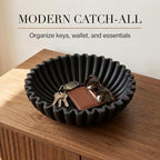 OAKOA Black Decorative Bowl for Home Decor - Modern Fruit Bowl for Kitchen Counter - Black Bowl Decor - Centerpiece Bowl - Organic Modern Decor