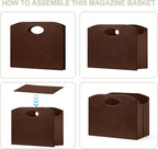 Magazine Rack Floor foldable Magazine Holders Basket Organizer Newspaper Storage Bin Organizer for Home Document File Holder brown