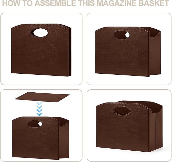 Magazine Rack Floor foldable Magazine Holders Basket Organizer Newspaper Storage Bin Organizer for Home Document File Holder brown
