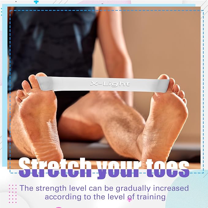 Set of 5 Toe Stretcher Band Separator Spacer Bunion Correction Hallux Valgus Alignment Foot Stretcher Straightener Resistance Loop Yoga Exercise Foot Care with Carry Bag(Grey)