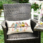 RABUSOFA Easter Pillow Covers 12x20 inch Easter Decorations for Home Pink Birds Colorful Eggs Lumbar Throw Pillows for Bedroom Sofa Holiday Festivals Decor