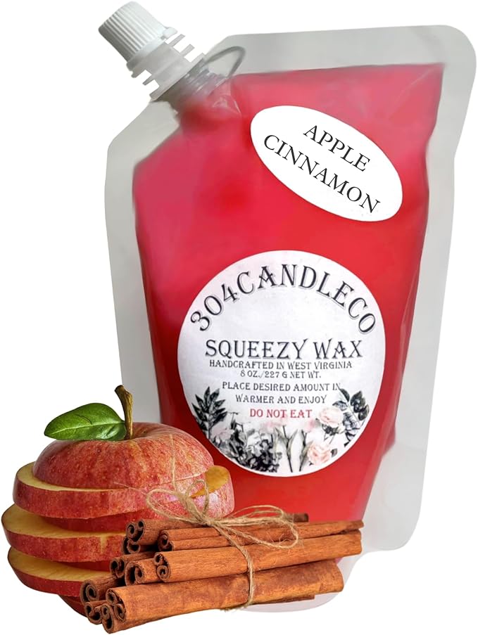 304CandleCo Large Squeeze Soy Wax Melt - 50 SCENTS! - Highly Fragrant & Hand-Crafted - Easy Mix & Match - American Made - Perfect for Wax Warmers (8oz, Apple Cinnamon)