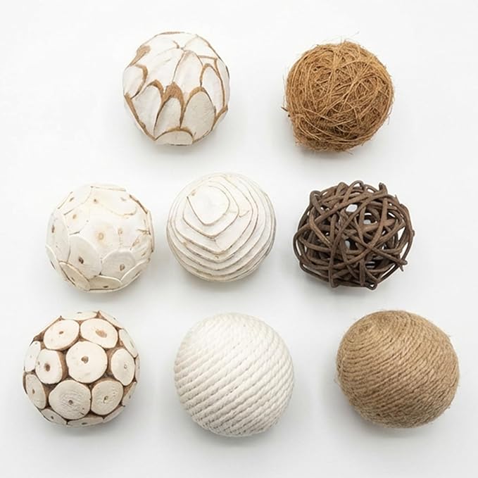 8pcs Decorative Balls for Centerpiece Bowls Filler Decor Orbs Spheres, 2 Inch Rattan Balls for Party Wedding Table Ornaments Decorative House Crafts Hanging DIY Accessories