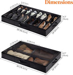 Lifewit Under Bed Shoe Storage Organizer 4 Pack(2x16 Pairs+2x4 Pairs), 4.3" Tall Fabric Shoes Container Box, Foldable Closet Shoe Bag with 2 Reinforced Handles and Clear Cover, Black