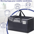StorageRight Heavy Duty Moving Boxes-Moving Bags with Zipper, Reinforced Handles and Tag Pocket-Collapsible Moving Supplies-Totes for Storage Great for Moving, Storage and Travel 93L(Gray-6 Pack)