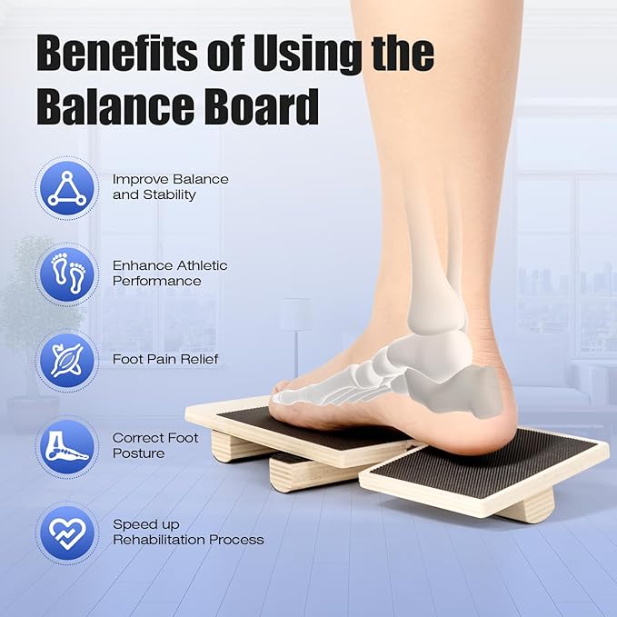 Enmja Ankle Balance Board, Foot Strengthener Exerciser for Sprained, Foot Stability Trainer, Single Leg Foot Stretcher, Posture Corrector, Physical Therapy for Plantar Fasciitis Relief