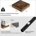 Venusmiles Square Floating Shelves for Wall, 12" W x 12" D x 2" H, 2 Pack of Small Wall Mounted Engineered Wood Shelves with Invisible Brackets for Living Room, Bedroom, Bathroom, Kitchen Decor, Brown