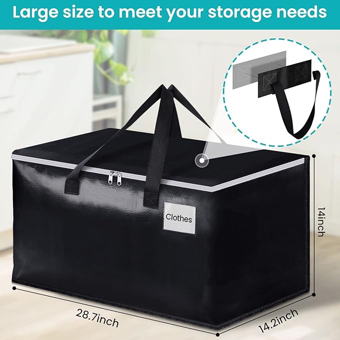 Extra Large Moving Boxes-Moving Bags with Zipper, Carrying Handles and Tag Pocket-Moving Supplies for Space Saving-Totes for Storage - for moving, Storage, Camping and Travel 93L-10 Pack
