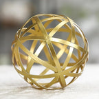 Gold Decorative Sphere, Metal Coffee Table Decor Sculpture, Modern Home Decor Accent for Tabletop, Centerpiece, Shelf Display- Elegant Metal Sphere Decor with Luxury Golden Finish
