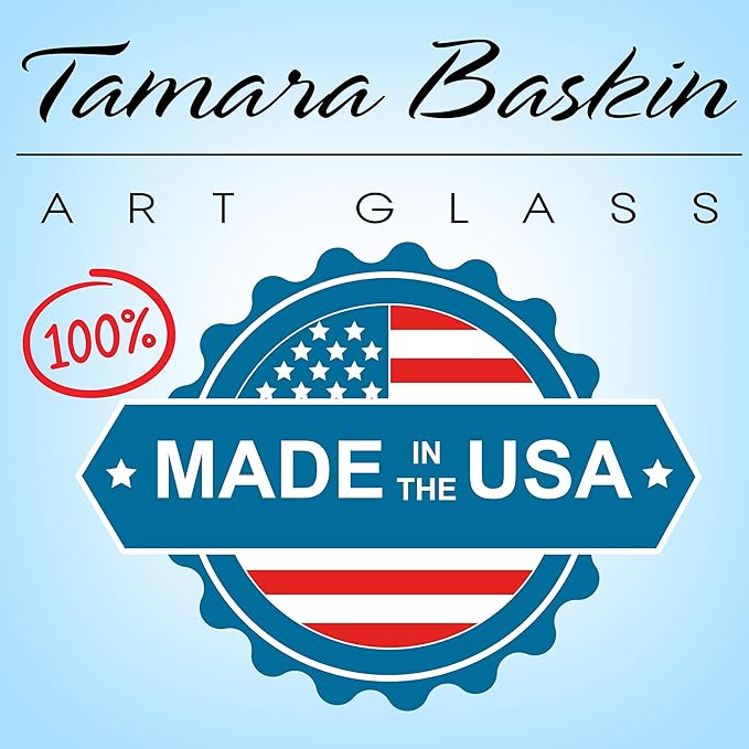 Tamara Baskin Art Glass Mezuzah, Easy Mount Indoor or Outdoor Weatherproof Metal Case Gift Box and Non-Kosher Scroll Included Hand Made in USA Guaranteed for Life (Marbled Blue White)