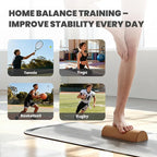 4-in-1 Cork Balance Board for Foot & Ankle Strength – Dual Half-Cylinder Trainer with Roller & Massage Ball – Non-Slip Natural Cork Stability Board for Mobility, Balance & Home Rehab Exercises