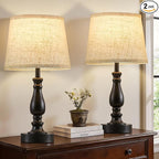 EJIAXIN Table Lamp Set of 2-19" Small Bedside Lamps Modern Lamp for Bedroom Living Room Lamps for Night Stands - Desk Lamps for Home Office End Tables Nightstand Lamps with Beige Linen Shades