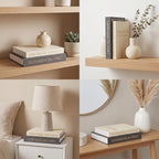 MAOBUYOU Decorative Storage Books Set of 2, Linen Cover, Gold Letters, Beige and Dark gray