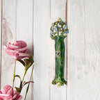Mezuzah with Scroll for Door, Enamel&Zinc Alloy Blessing Mezuzah Case for Door, Colored Painted Mezuzha Scroll Kosher for Jewish Gifts/Jewish Decor, Christmas (Bright Green, 1.57x4.88 in)