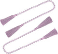 34 Inch Pearl Glass Bead Garland with Tassels - Elegant Boho Table Decor, Fringe Wall Hanging for Wedding, Party, Farmhouse Rustic Prayer Bead Home Decoration(2 Pack,Purple)