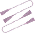 34 Inch Pearl Glass Bead Garland with Tassels - Elegant Boho Table Decor, Fringe Wall Hanging for Wedding, Party, Farmhouse Rustic Prayer Bead Home Decoration(2 Pack,Purple)