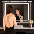 LOAAO 50"x40" LED Bathroom Mirror with Lights, Anti-Fog, Dimmable, Backlit + Front Lit, Lighted Bathroom Vanity Mirror for Wall, Memory Function