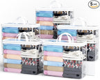 5PACK Clear Zippered Storage Bag for Clothes, 22L Clear Storage Bags, and Blanket Storage Bags for Bedding, Blankets, Comforters, Clothing, Books, DVD & CD (White)