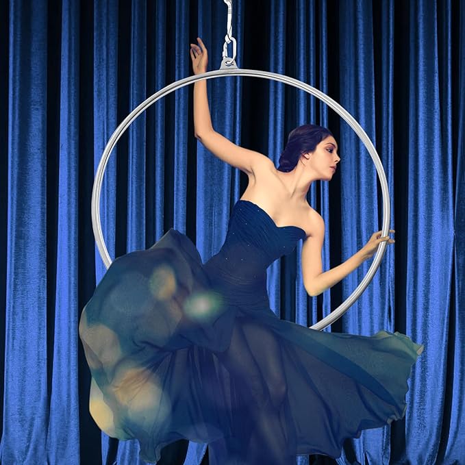 Aerial Hoop Stainless Steel 85/90 CM Lyra Hoop with Rigging Hardware Kit Professional Yoga Aerial Lyra Hoop Set for Fitness, Dance, Performance, 115kg/253lbs Capacity (85cm/33.46inch)